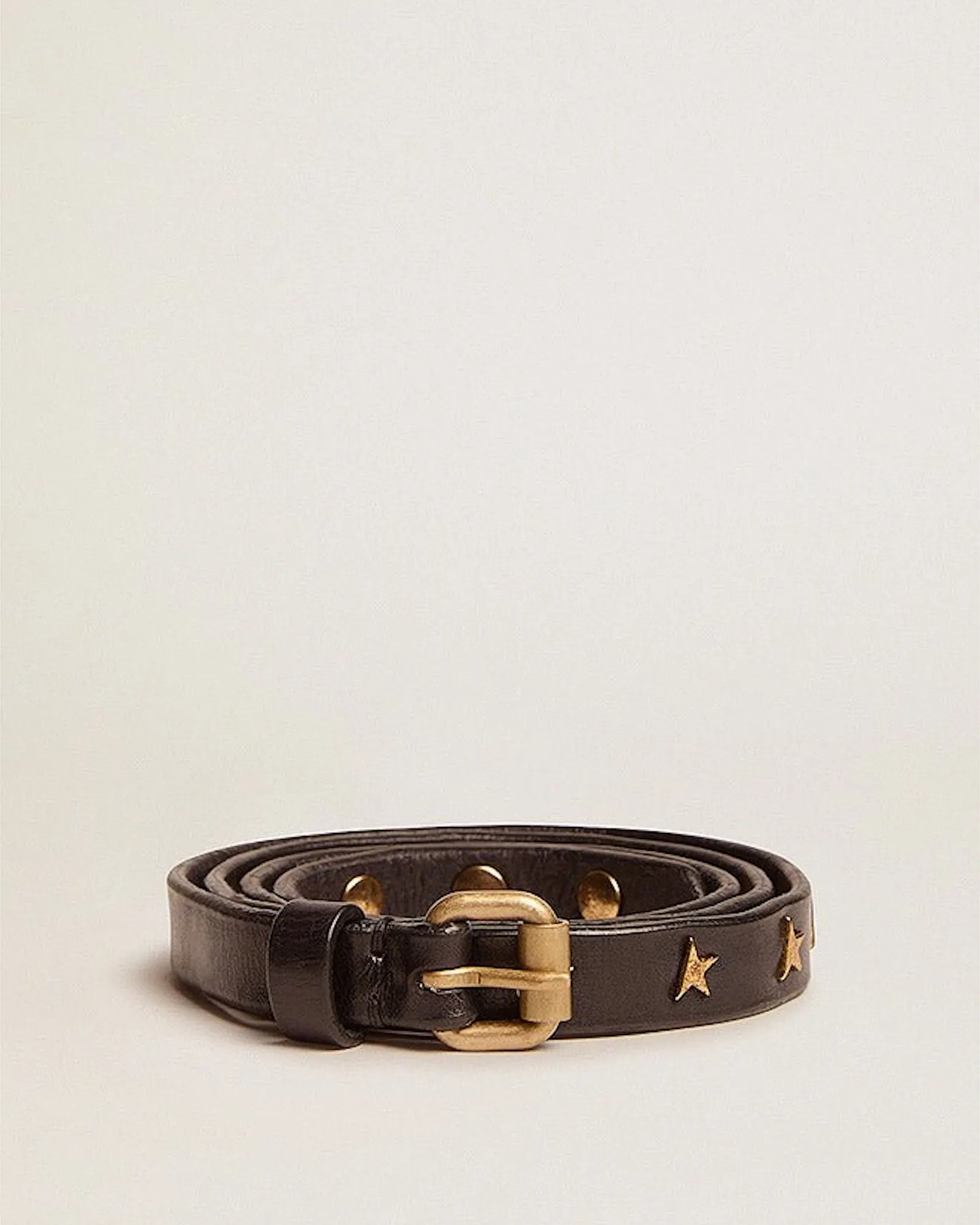 molly belt washed leather star studs - black