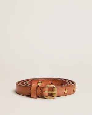 molly belt washed leather star studs - cuoio