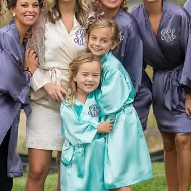 Monogrammed Satin Girls Robe