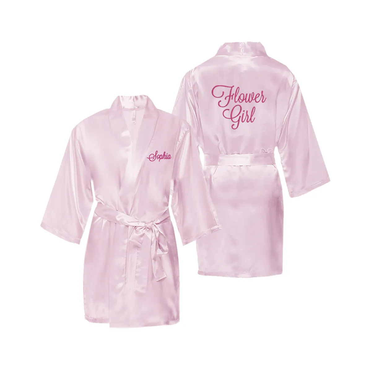 Monogrammed Satin Girls Robe