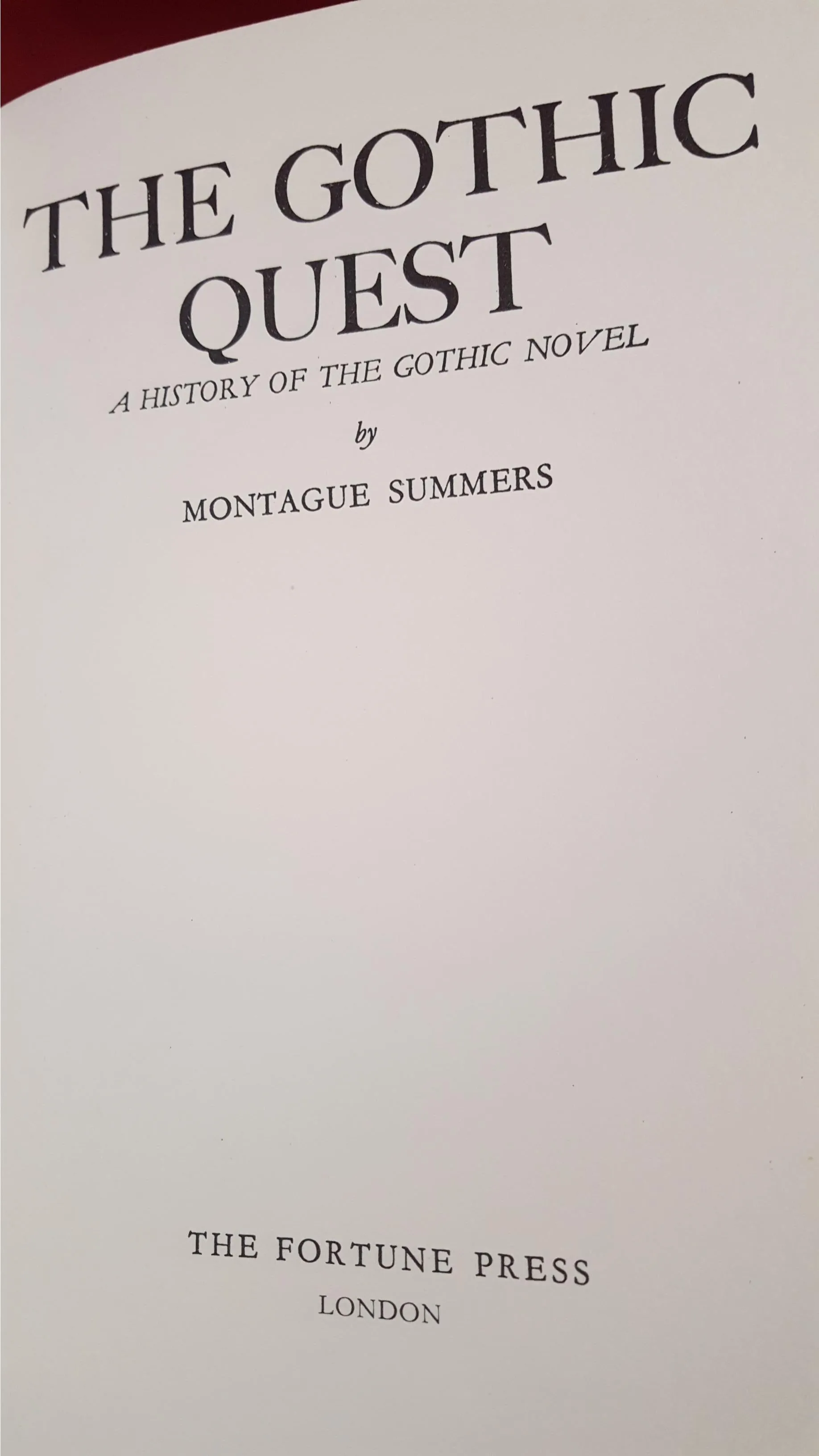 Montague Summers - The Gothic Quest, Fortune, 1969