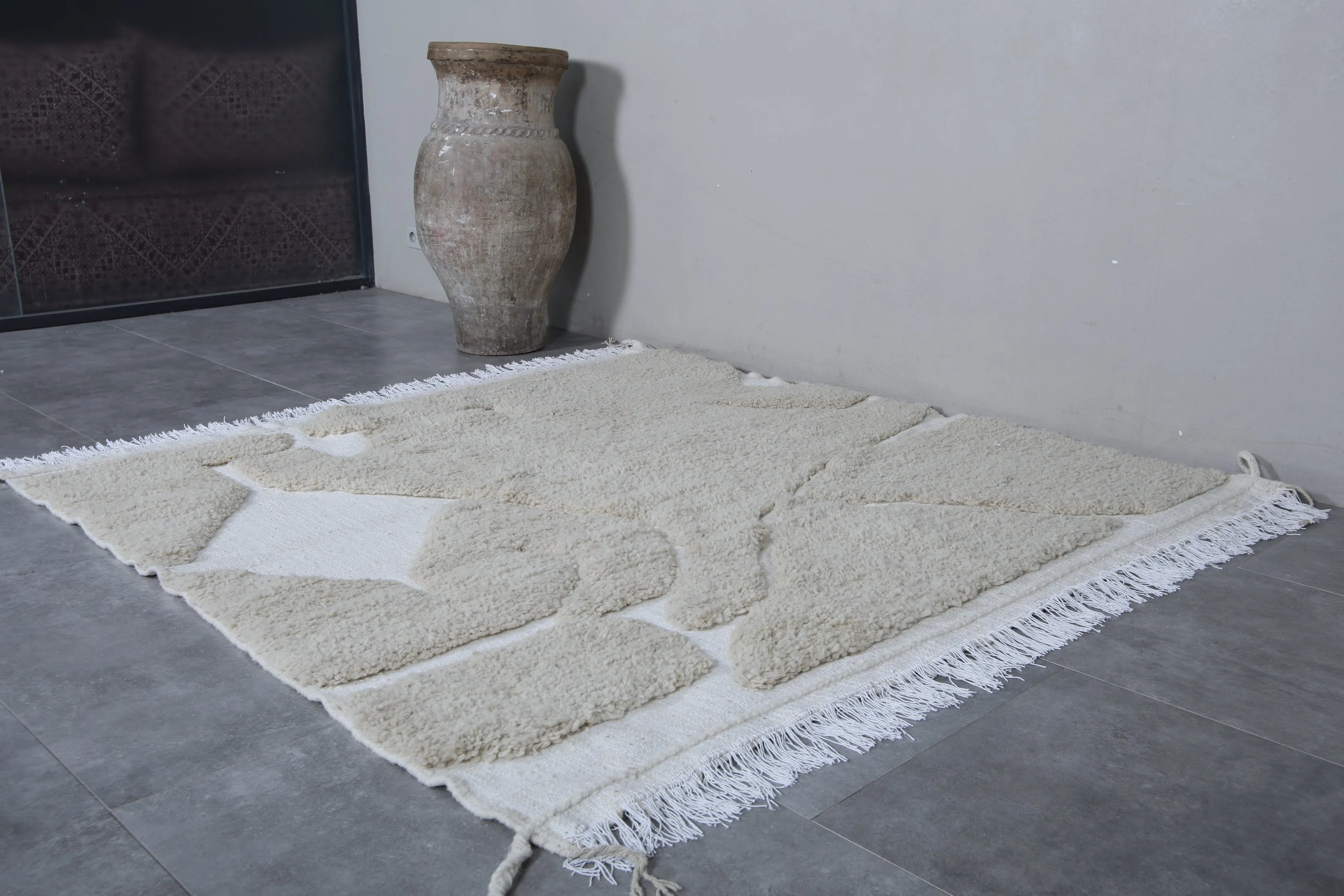 Moroccan Berber Rug - Handwoven 6.3 x 6.5 Feet | Abstract Wool Design