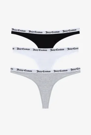MULTI-PACK OF 3 COTTON BRANDED WAISTBAND THONGS