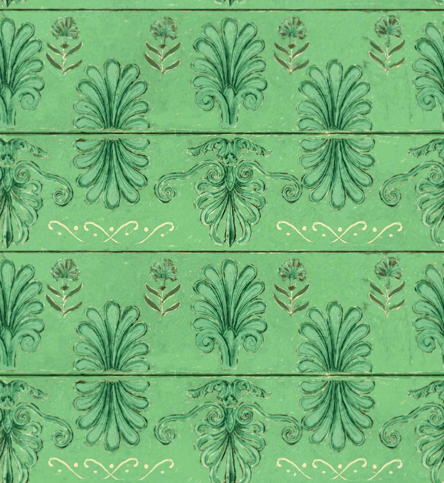 MYKONOS VILLA MOTIF Island Green Wallpaper