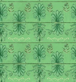 MYKONOS VILLA MOTIF Island Green Wallpaper