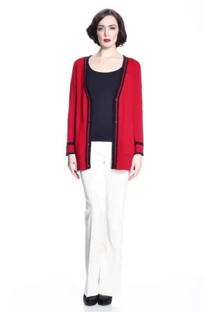 Myrna V-neck Reversible Cardigan - Red/Black