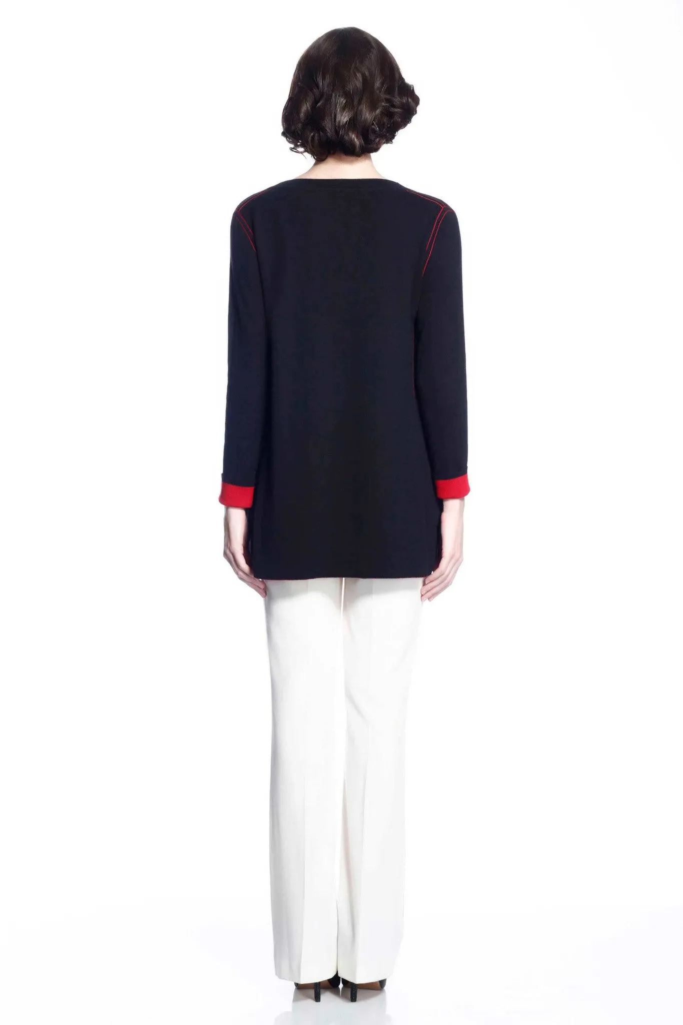 Myrna V-neck Reversible Cardigan - Red/Black