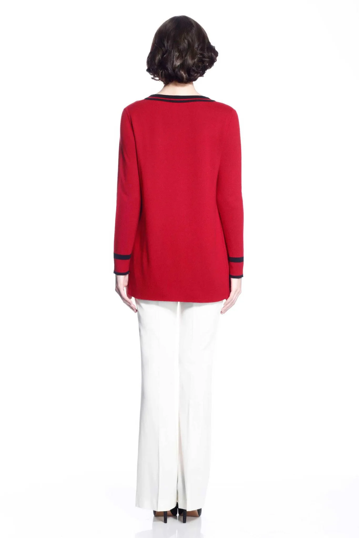 Myrna V-neck Reversible Cardigan - Red/Black