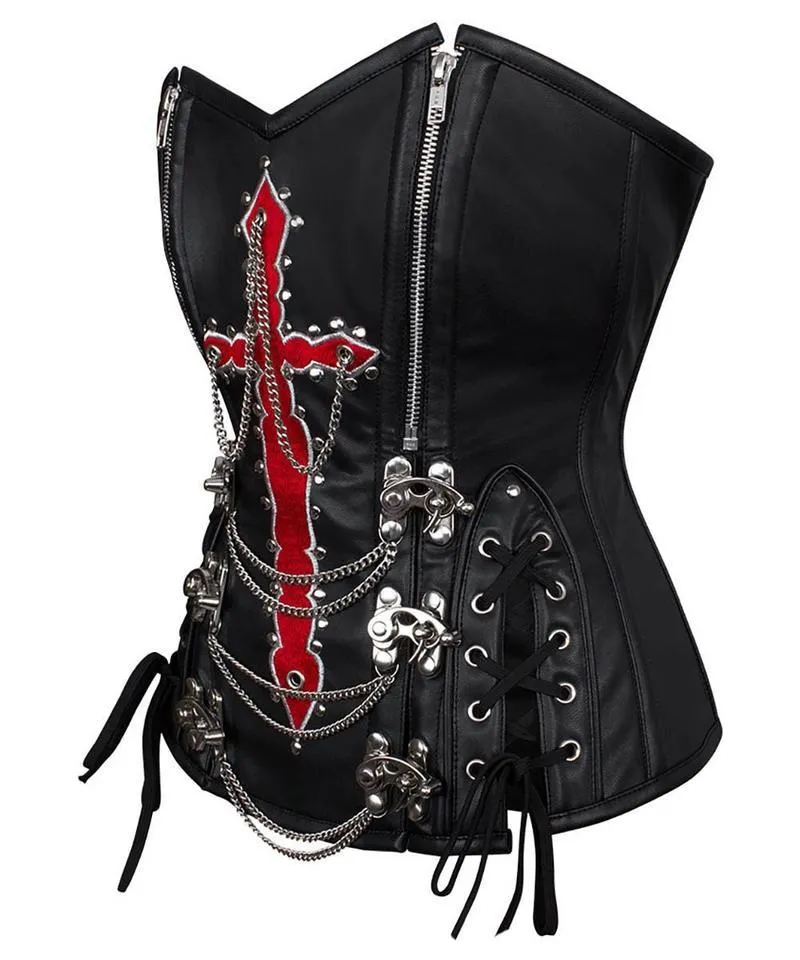 Nastasya Embroidered Overbust Corset with Hanging Chain