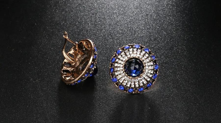 Natural Sapphire Earrings Vintage For Women Gold Wedding Jewelry