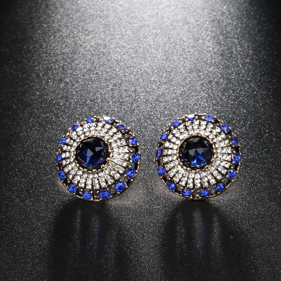 Natural Sapphire Earrings Vintage For Women Gold Wedding Jewelry