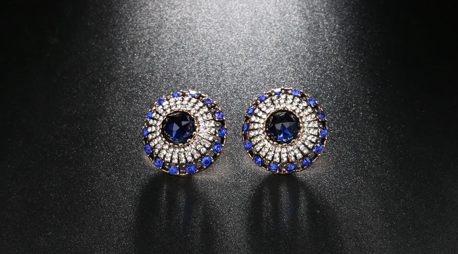 Natural Sapphire Earrings Vintage For Women Gold Wedding Jewelry