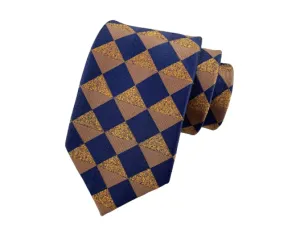 Navy Diamond Trickle on Regal Gold Silk Tie
