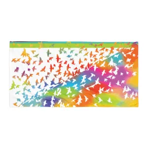 Neon Birds in Flight - Beach Towel