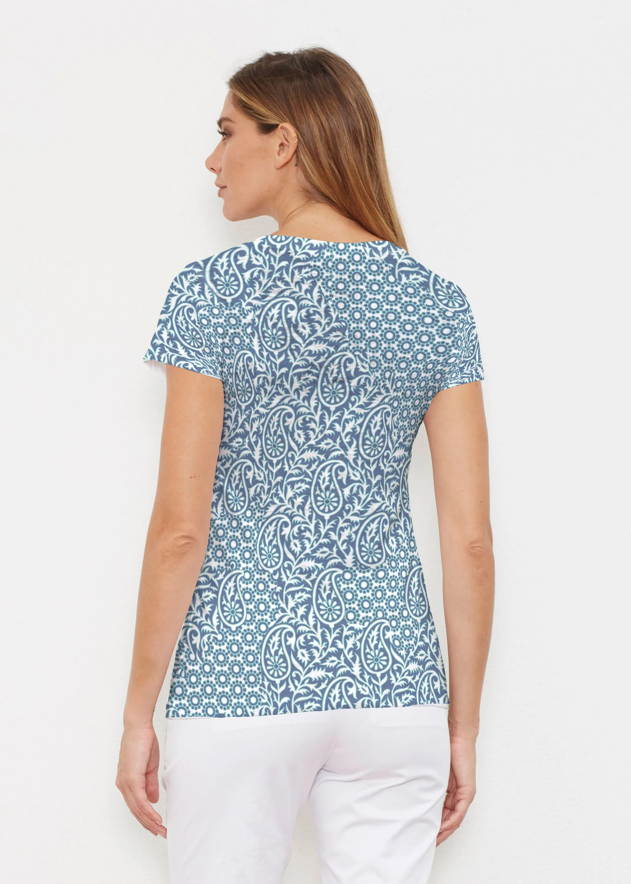 Oakley Blue (8114) ~ Signature Cap Sleeve V-Neck Shirt