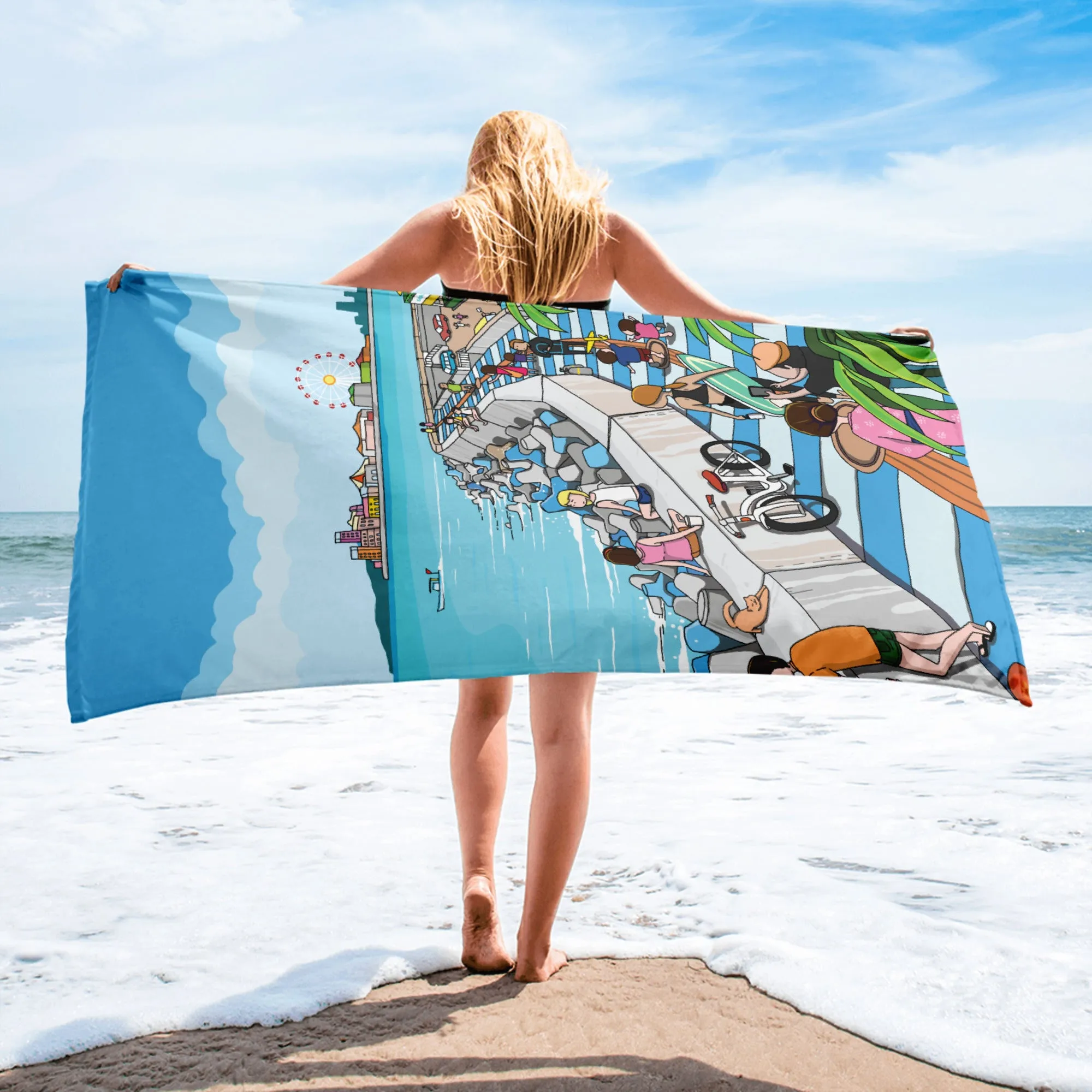 Okinawa Seawall Bath Towel