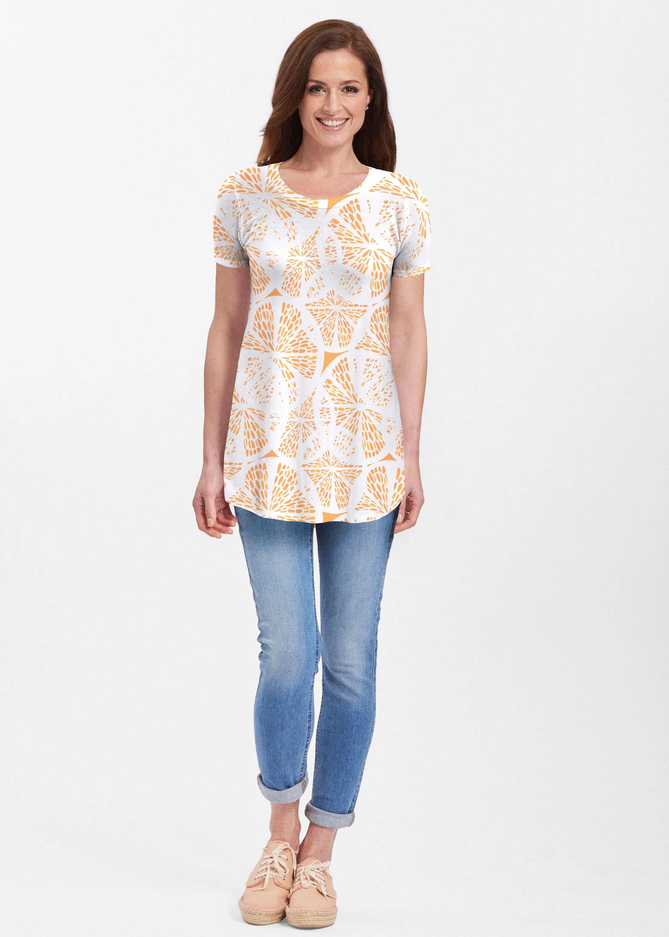 Orange Citrus (7862) ~ Butterknit Short Sleeve Tunic
