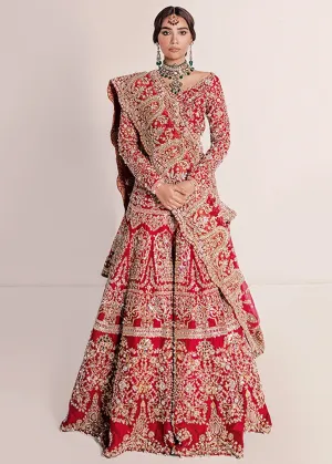 Pakistani Traditional Heavy Bridal Outfit in Red Color #Y6229