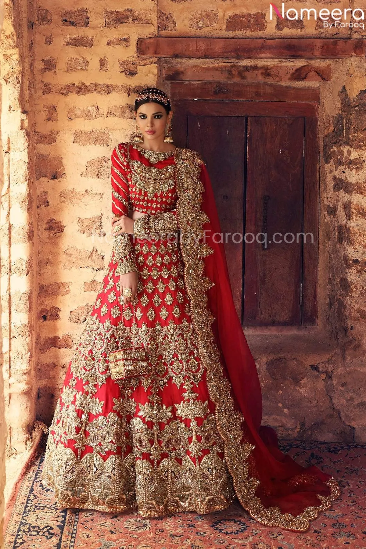 Pakistani Traditional Red Bridal Lehnga Choli #BN869