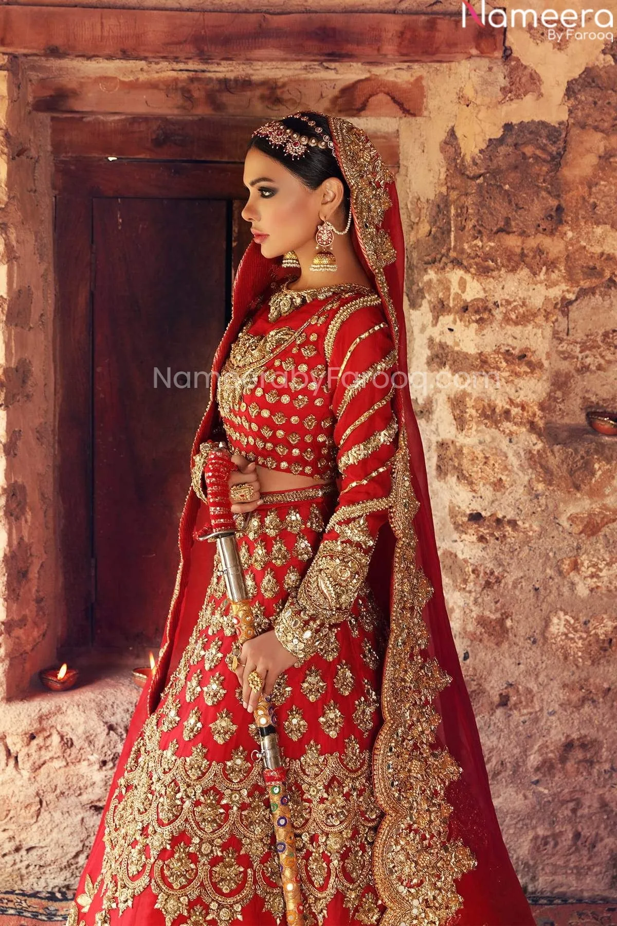 Pakistani Traditional Red Bridal Lehnga Choli #BN869