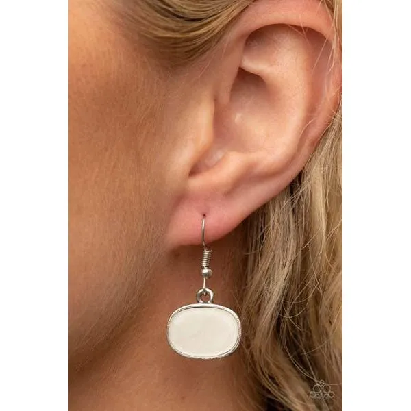 Paparazzi Hidden Cove White Necklace & Earrings Set
