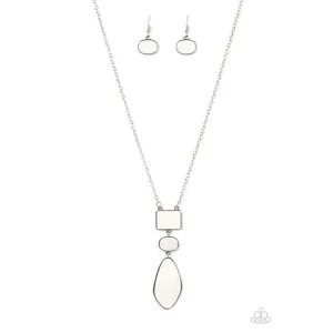 Paparazzi Hidden Cove White Necklace & Earrings Set