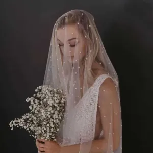 Pearl Bridal Veil 17.71"-196.85" with Comb