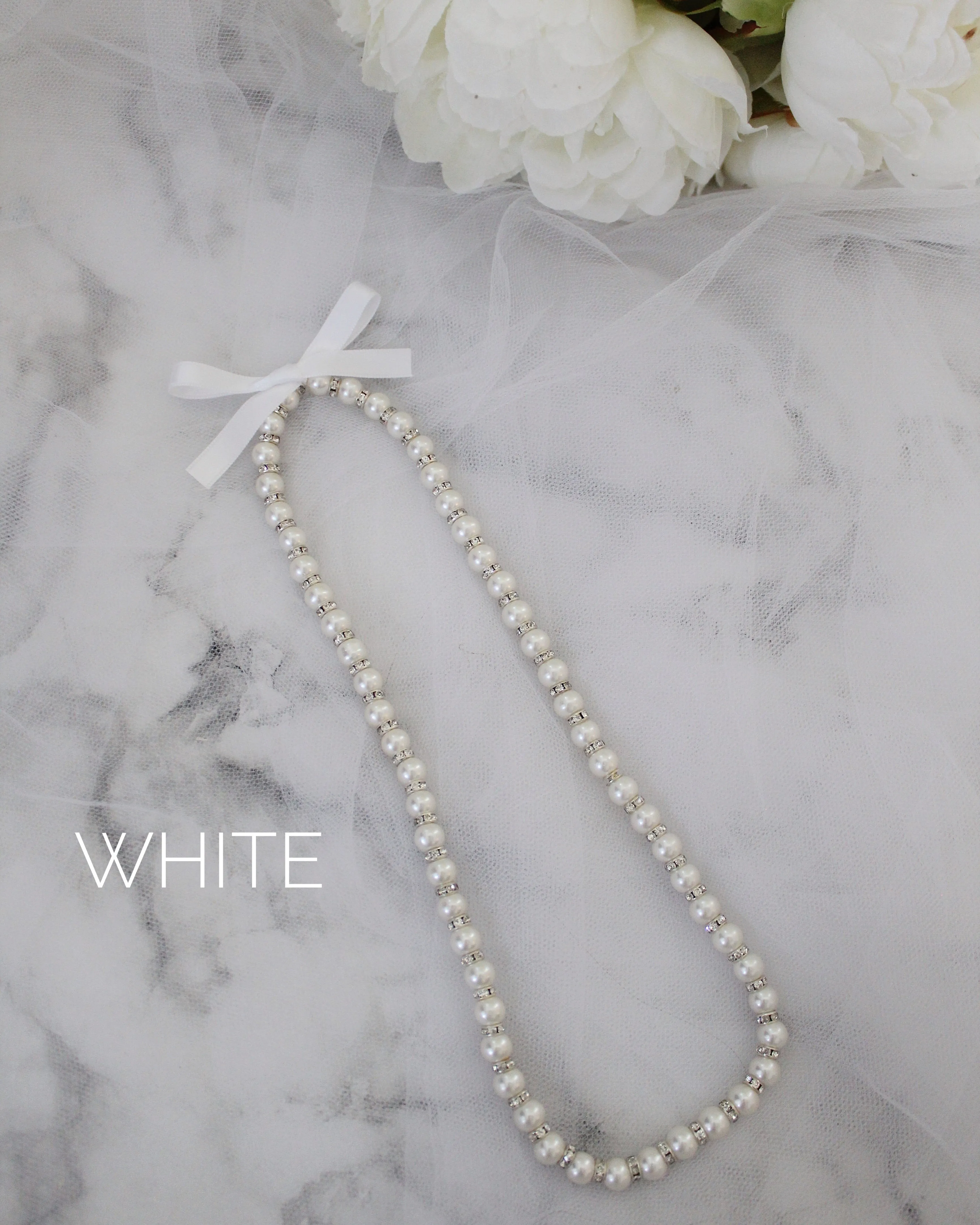Pearls Necklace with Satin Bow