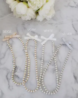 Pearls Necklace with Satin Bow