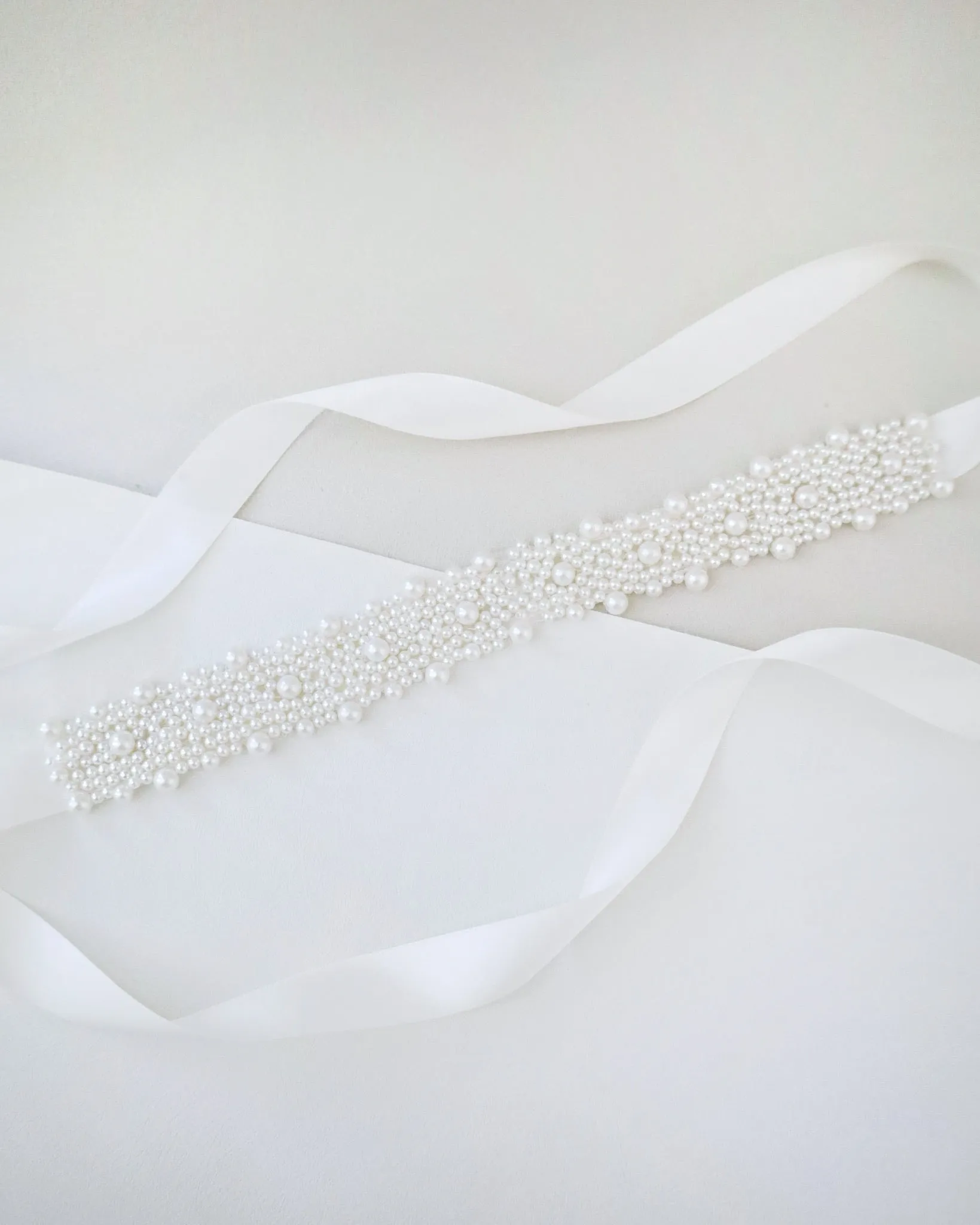 Perla Applique Wedding Sash and Headband