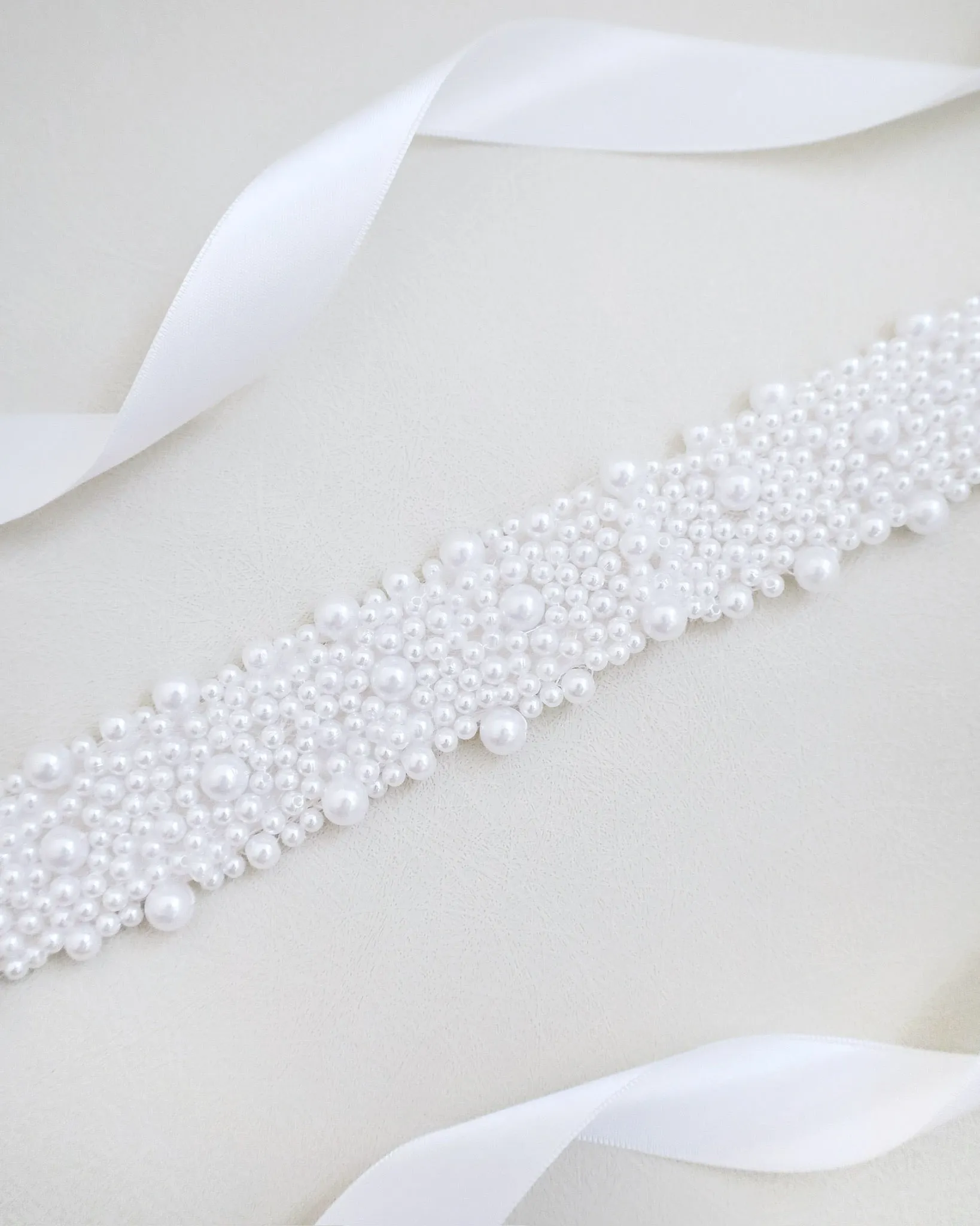 Perla Applique Wedding Sash and Headband