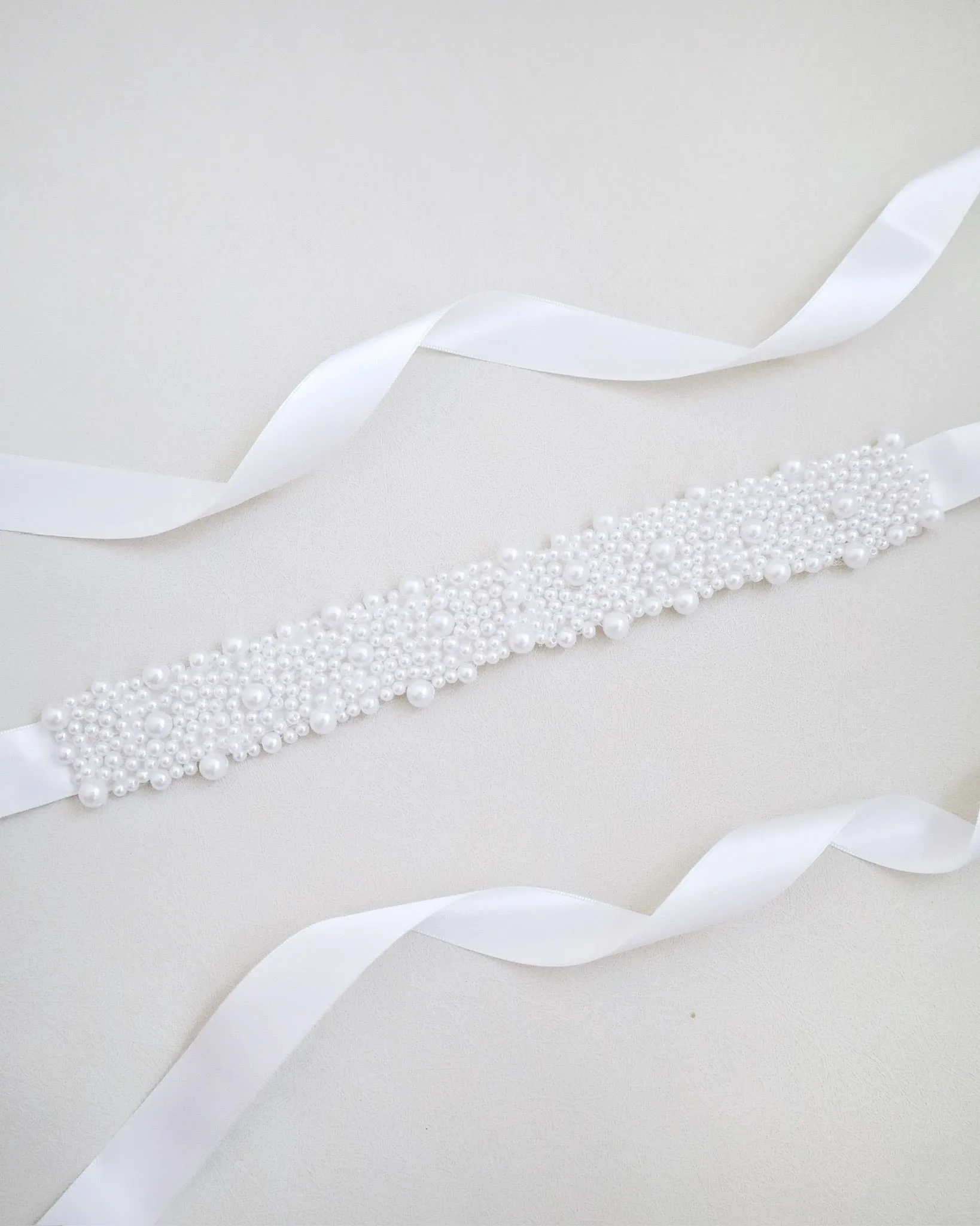 Perla Applique Wedding Sash and Headband