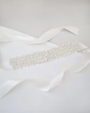 Perla Applique Wedding Sash