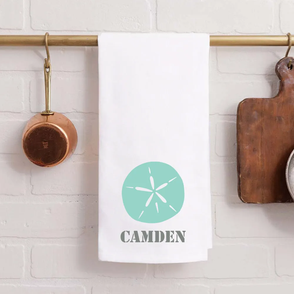Personalized Sand Dollar One Line Text Tea Towel