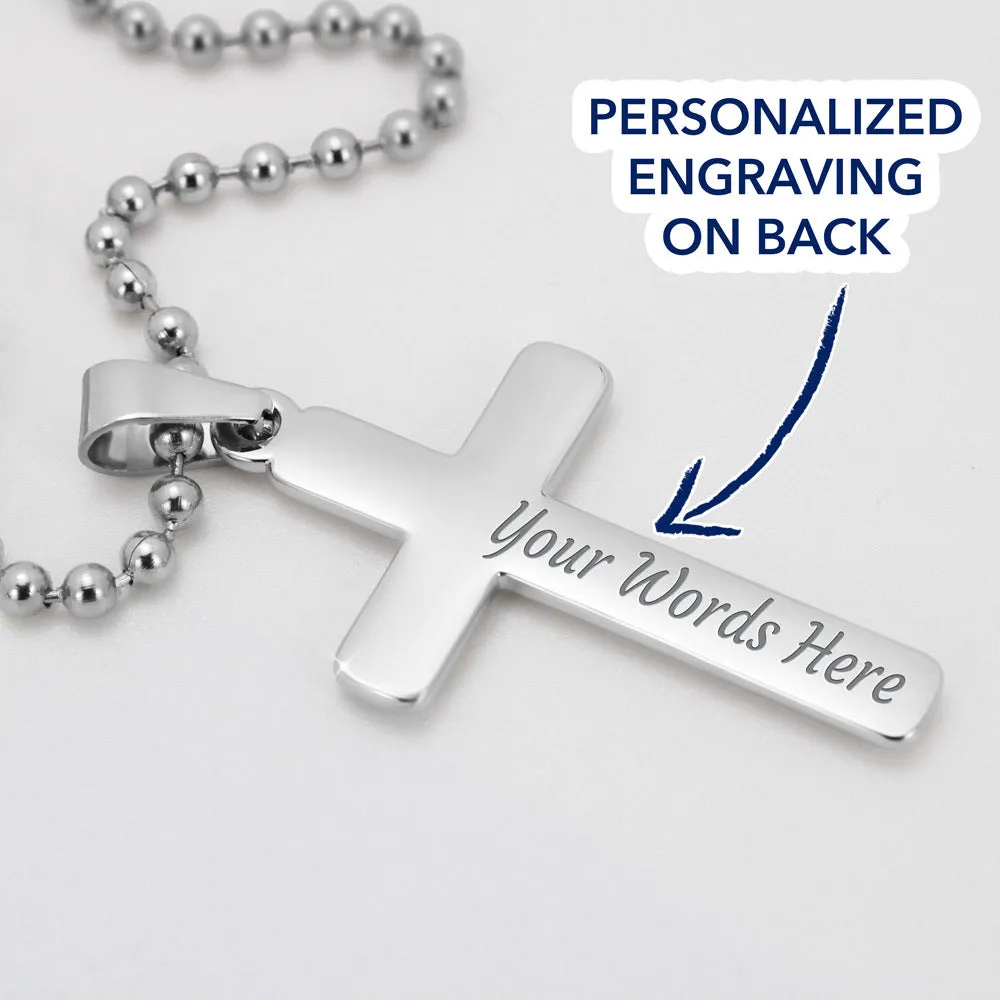 Personalized Skeleton Lovers Gift, Engraved Cross Necklace For Gothic Skull Lovers