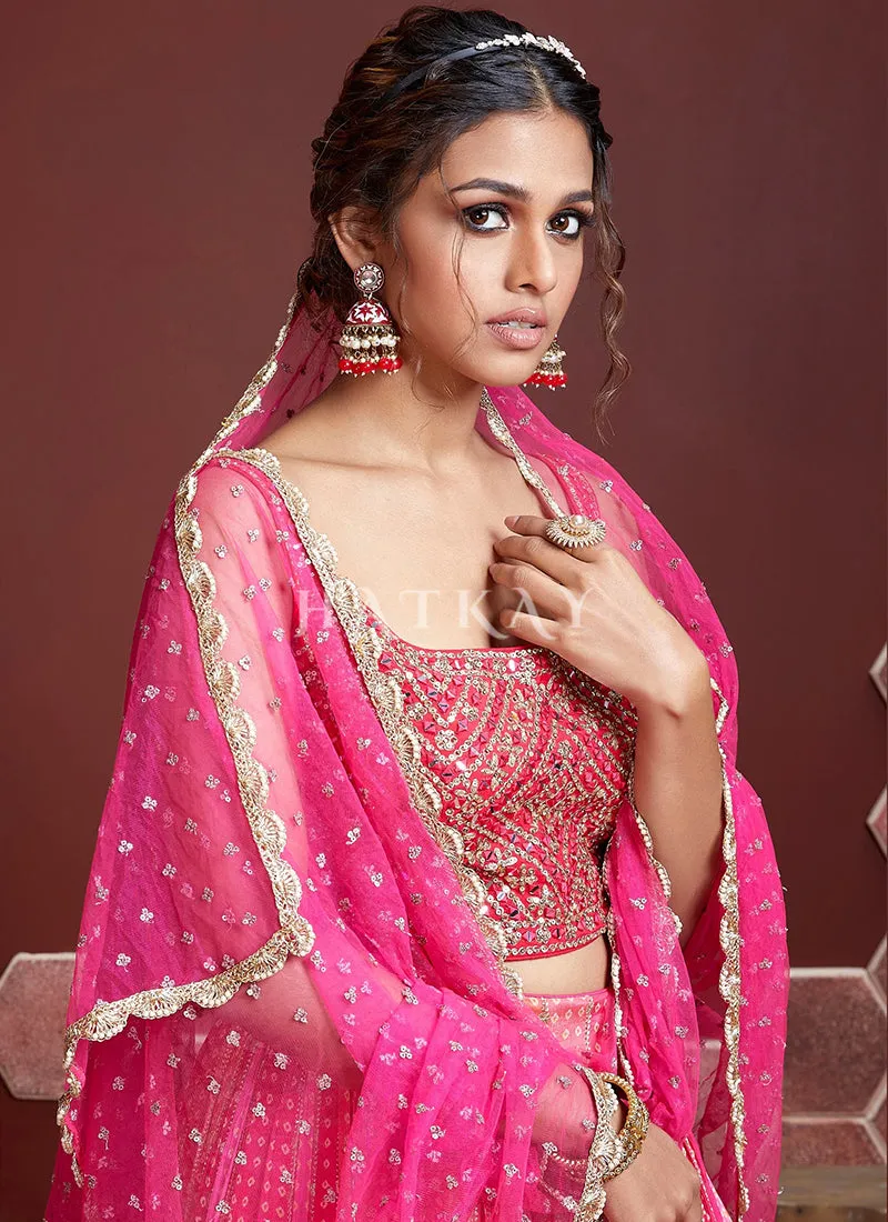 Pink Embroidered Traditional Wedding Lehenga Choli