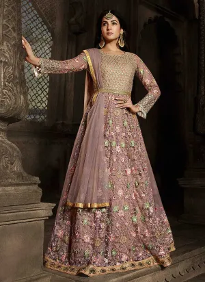 Pink Floral Embroidered Heavy Anarkali Suit
