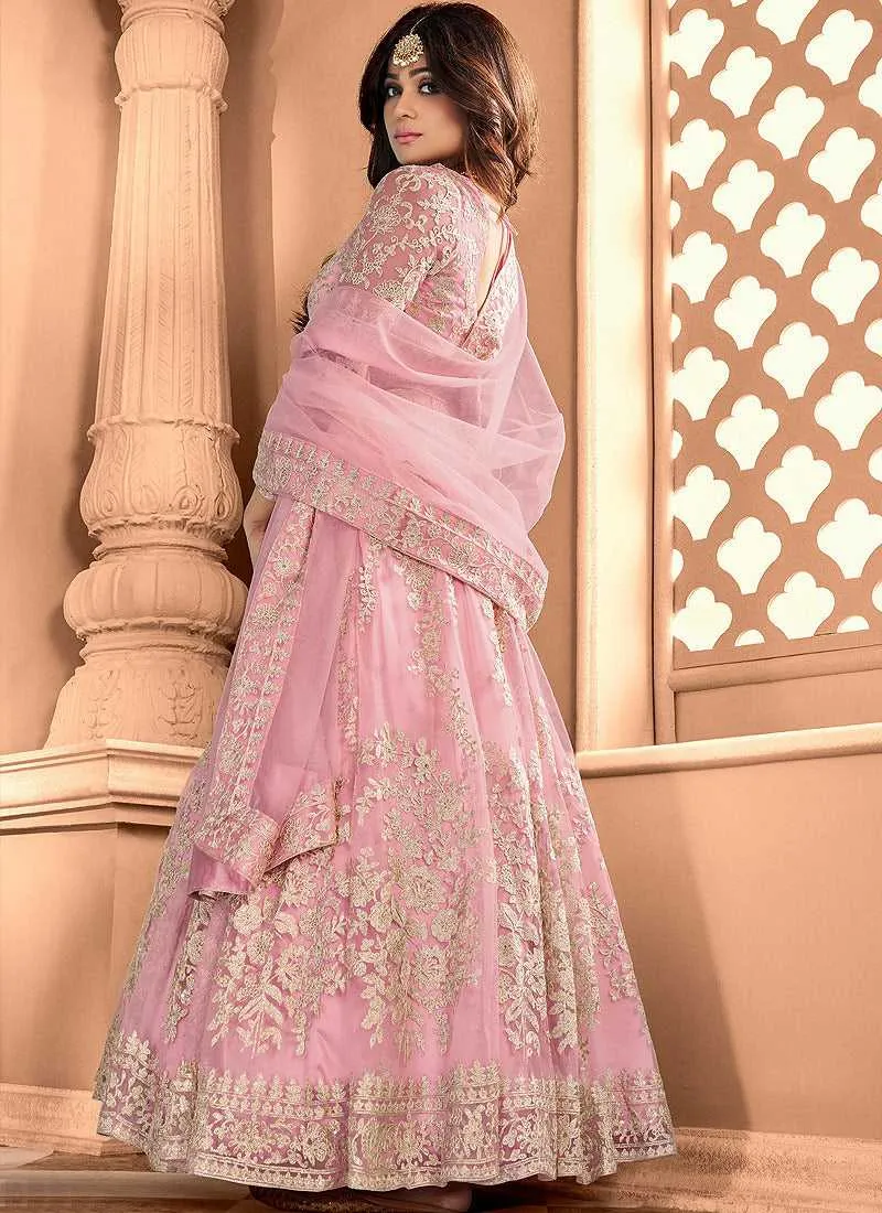Pink Heavy Embroidered Gown Style Anarkali