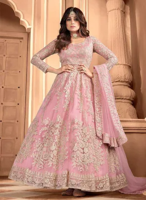 Pink Heavy Embroidered Gown Style Anarkali