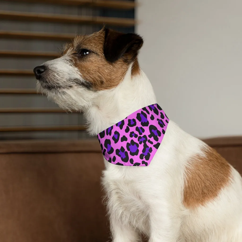 Pink Leopard Print Pet Bandana Collar