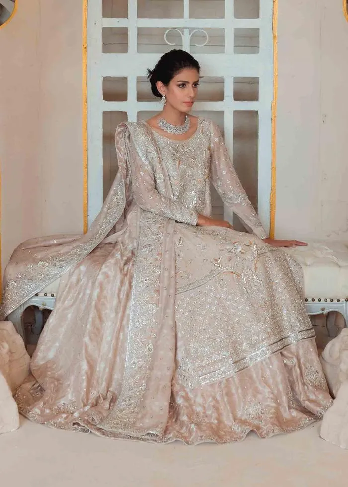 Pretty Embroidered Walima Dress in Ivory White #BN1088