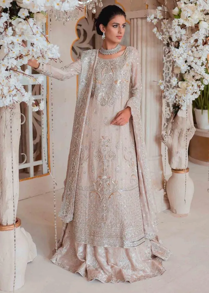 Pretty Embroidered Walima Dress in Ivory White #BN1088