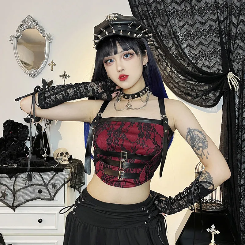 Punk Buckle Strap Top