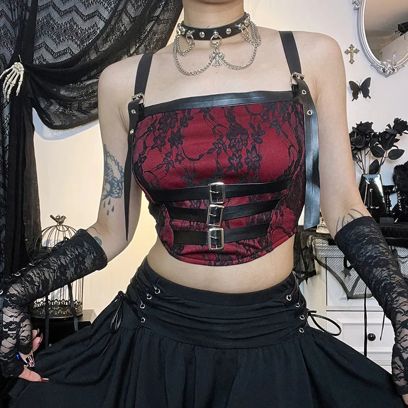 Punk Buckle Strap Top