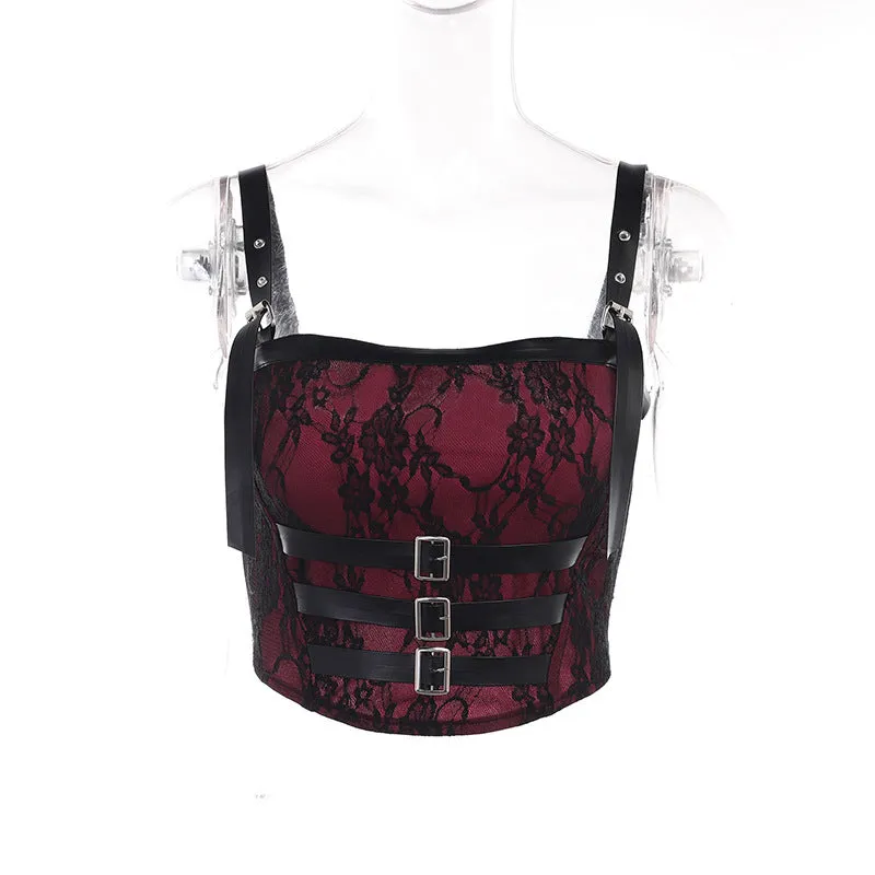 Punk Buckle Strap Top