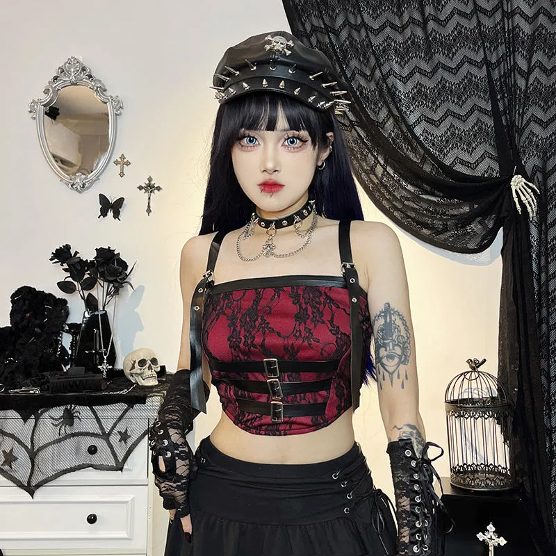 Punk Buckle Strap Top