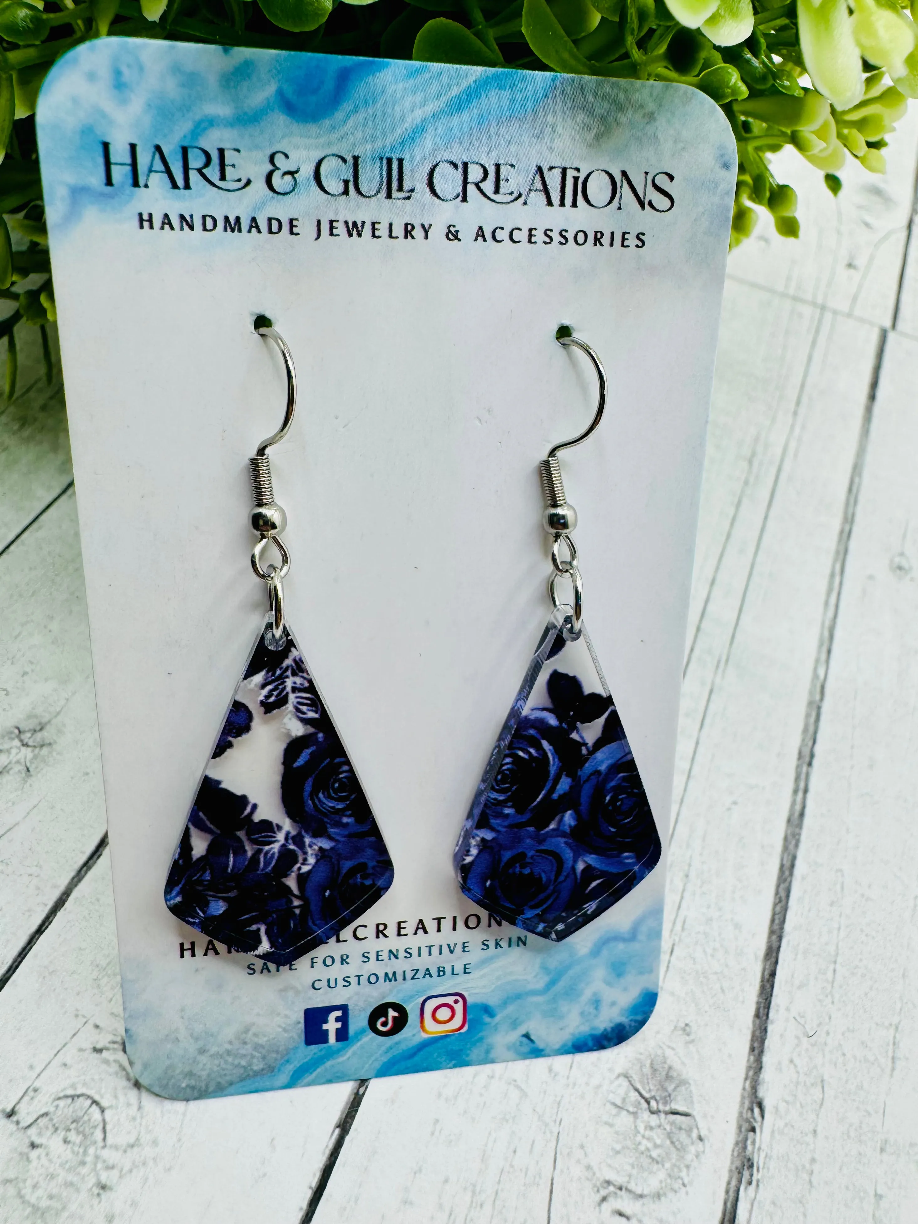 Purple & Black Roses- Dangles