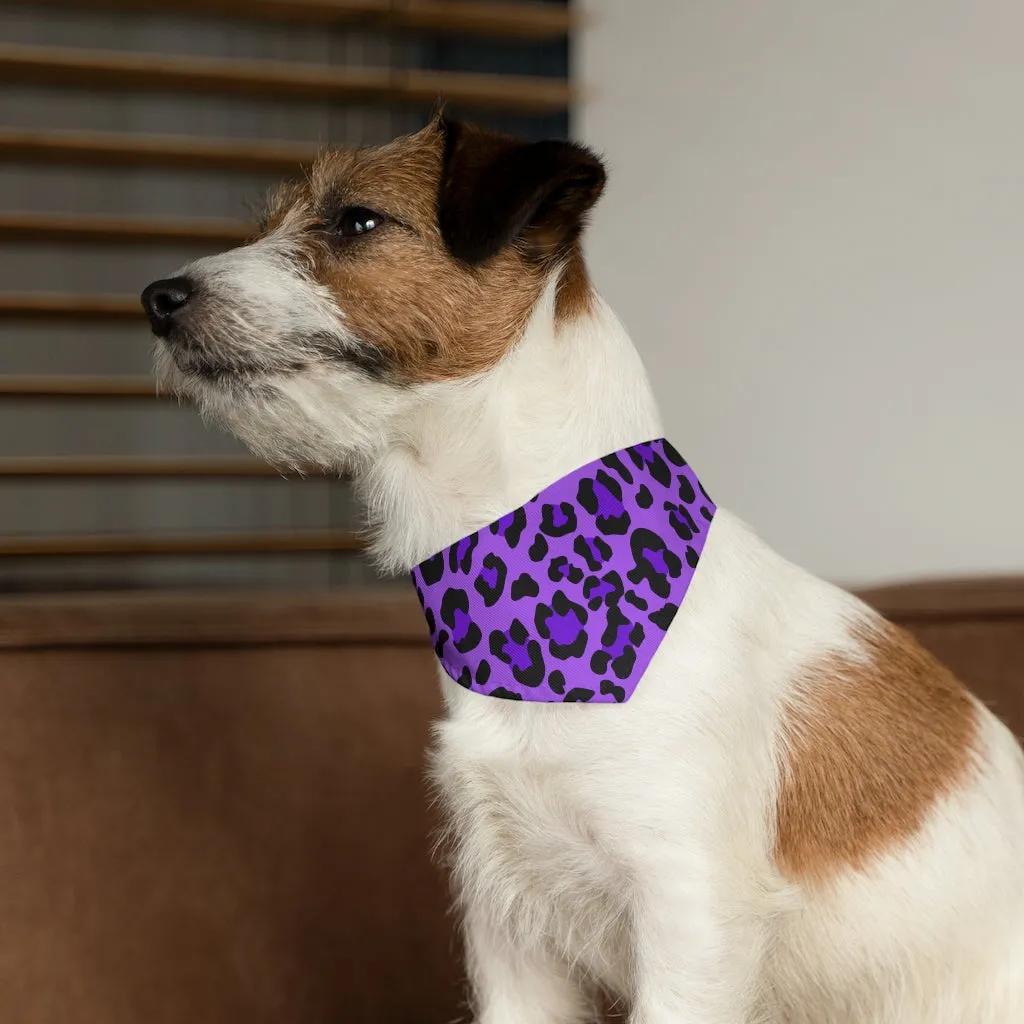 Purple Leopard Print Pet Bandana Collar