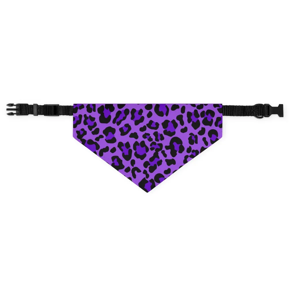 Purple Leopard Print Pet Bandana Collar