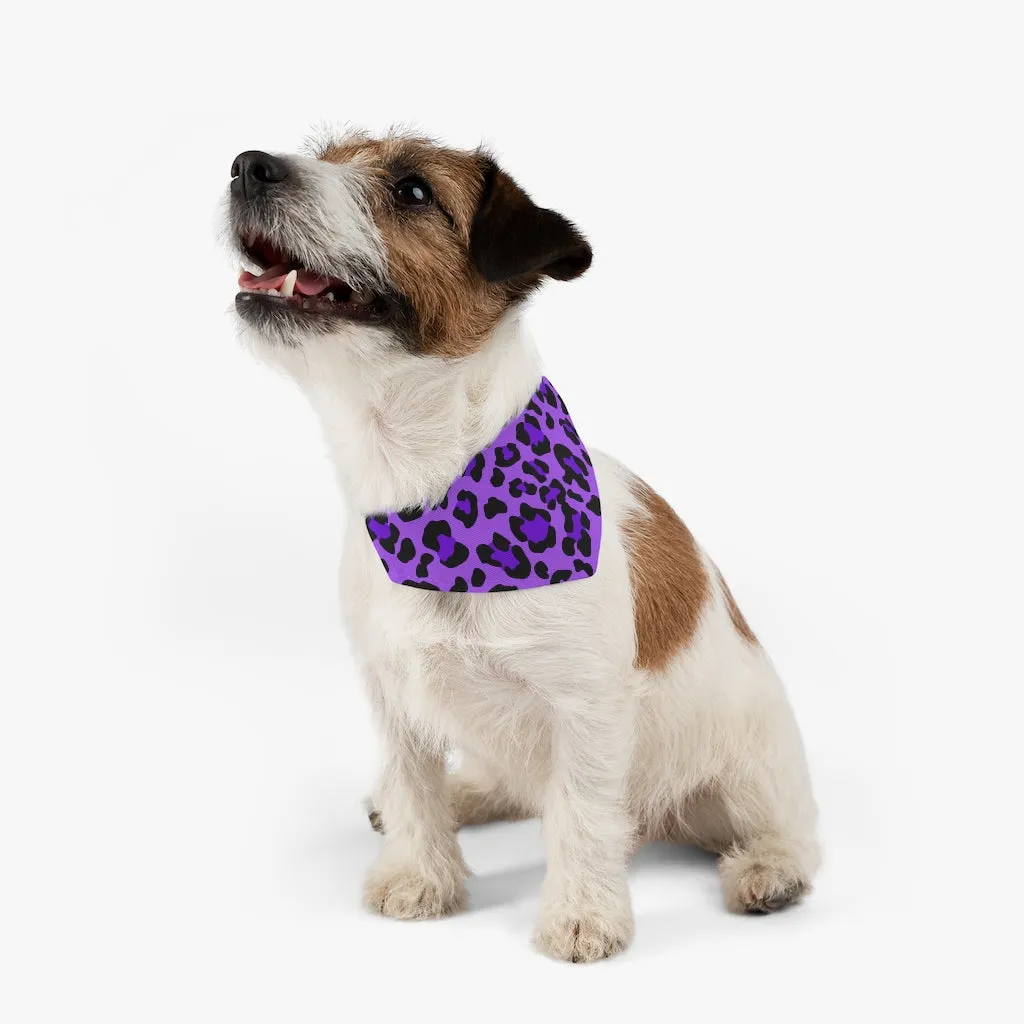 Purple Leopard Print Pet Bandana Collar